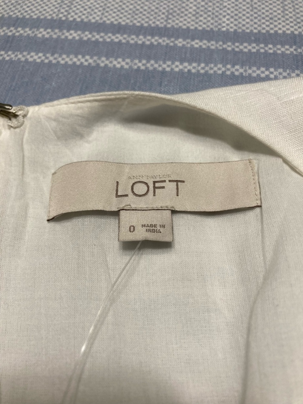 NWT LOFT white dress with blue and black embroidered bodice. - Picture 3 of 5